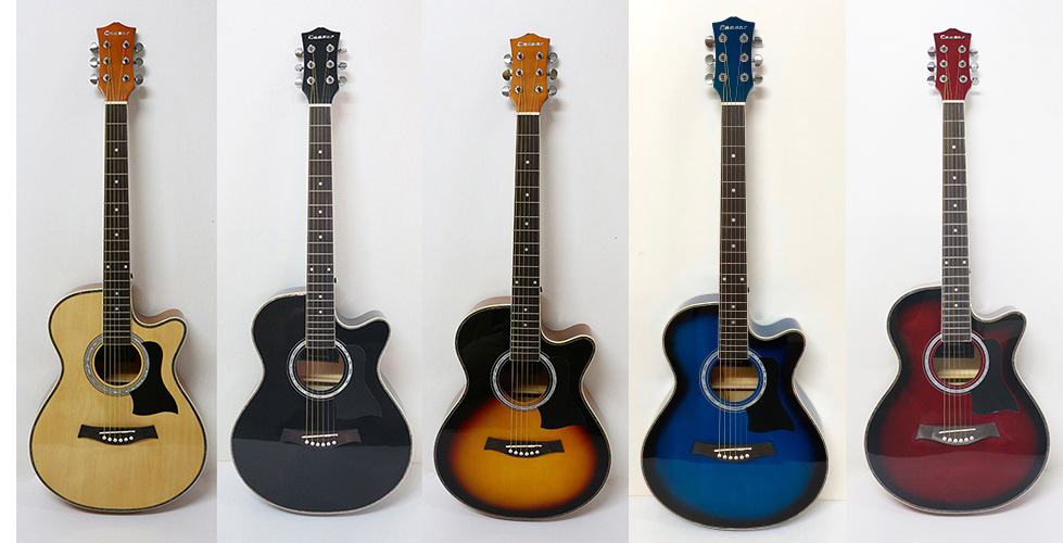 AGX401C-39吋民謠吉他缺角-亮光 (貝殼鑲邊) 原木色/黑色/雙色/藍色